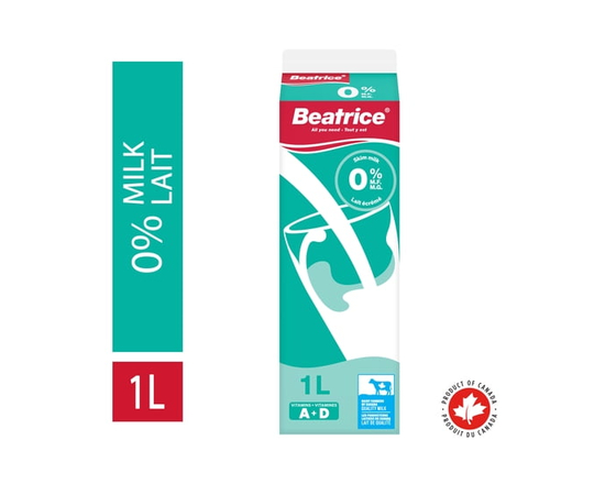 Beatrice Skim Milk, 0%, 1L - 1L