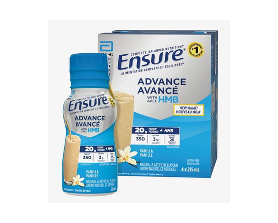 Ensure Advance, Meal Replacement Shakes, Protein Shakes with of Protein to Help Build Muscle, Vanilla, 4 x 235-mL Bottles