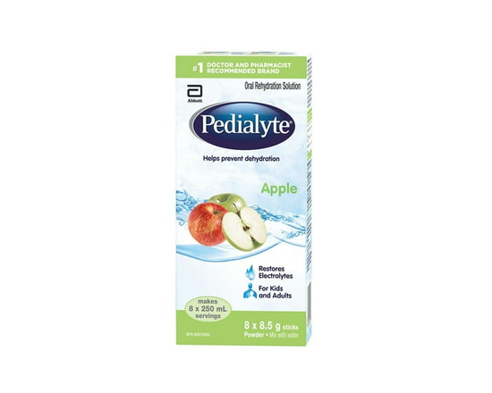 Pedialyte , Bâtonnets de Poudre d'Électrolytes, Solution de Réhydratation Orale, Pomme, 8x8.5g Bâtonnets - 68 g