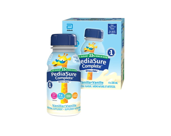 PediaSure Complete® Reduced Sugar, Nutritional Supplement, Vanilla, 4x235 mL Bottles - 16 fl oz