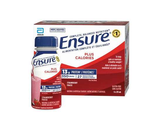 Ensure Plus Calories, Nutritional Supplement Shake, To Help With Healthy Weight Gain Or Maintenance, Strawberry, 6 x 235-mL Bottles