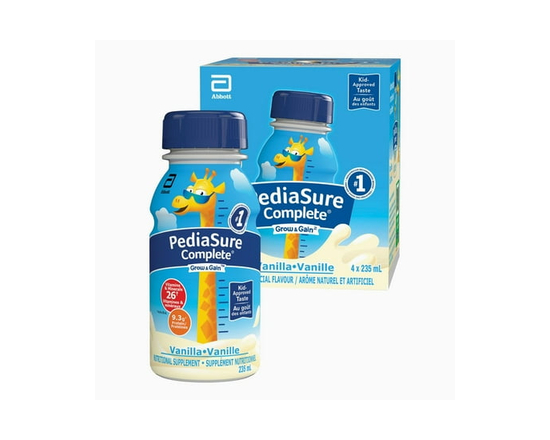 PediaSure Complete, Nutritional Supplement, Kids Nutritional Shake That Can Be Used As Breakfast Drink With Meal, Vanilla, 4x235-mL Bottles - 4 oz