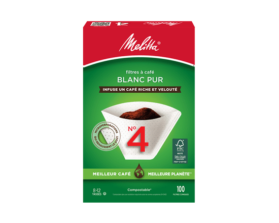Melitta Pure White Coffee Filters No 4 - 100 Ct - No Size