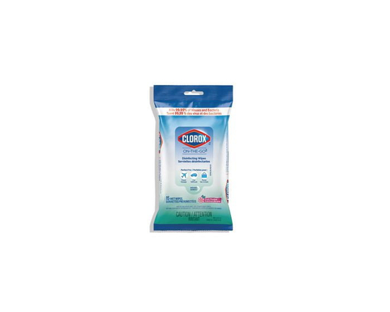 Clorox® On-The-Go Disinfecting Wipes, Fresh Meadow, 15 wipes