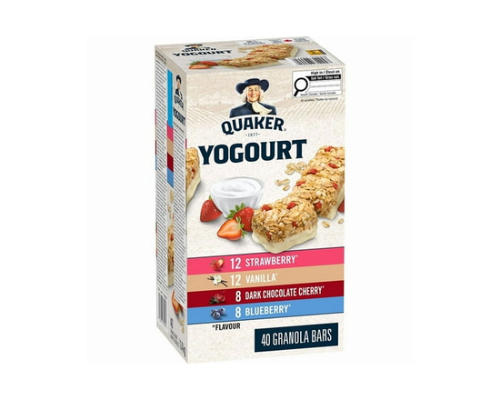 Quaker Yogourt Assortiment Fraise Bleuet Vanille 30 Barres Tendres - Large Format