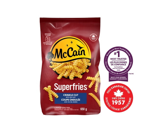 Frites à coupe ondulée Superfriesᴹᴰ McCainᴹᴰ, Fabriqué au Canada à partir d'ingrédients canadiens et importés - 650g