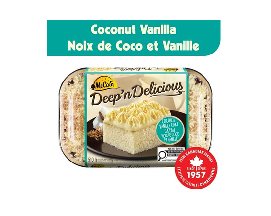 McCain® Deep'n Delicious® Vanilla Coconut Cake, Made in Canada from domestic and imported ingredients - 510g