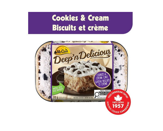 McCain® Deep'n Delicious® Cookies & Cream Cake, Made in Canada from domestic and imported ingredients - 510g