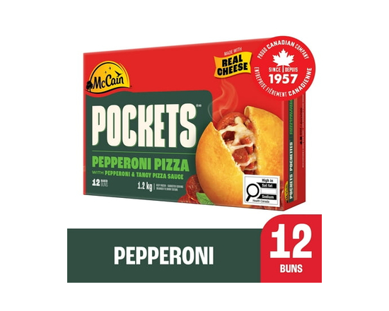 McCain® Pizza Pockets® Pepperoni, Made in Canada from domestic and imported ingredients - 1.2kg