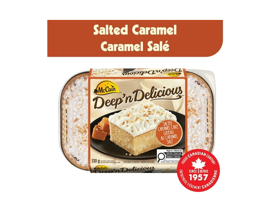 McCain® Deep'n Delicious® Salted Caramel Cake, Made in Canada from domestic and imported ingredients - 510g