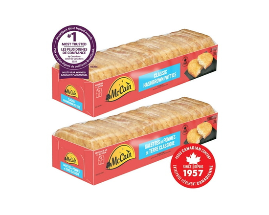 McCain® Classic HashBrown Patties, Made in Canada from domestic and imported ingredients, 20-Pack - 1.3 kg