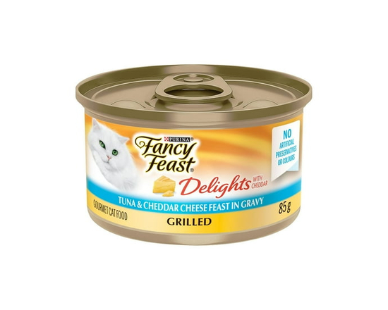 Fancy Feast Delights Grilled Tuna & Cheddar Cheese in Gravy, Wet Cat Food 85g - 85 g