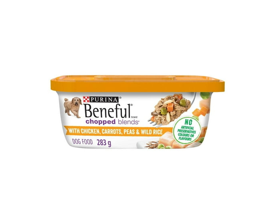 Purina Beneful Mélanges Hachés avec Poulet, Carottes, Petits Pois et Riz Sauvage, Nourriture Humide pour Chiens 283g - 283 g
