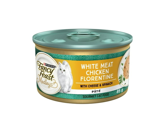 Fancy Feast Medleys Pâté Blanc de Poulet à la Florentine, Nourriture Humide pour Chats 85 g - 85 g
