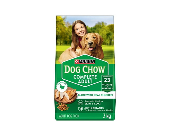 Purina Dog Chow Adulte Complet au Poulet, Nourriture Sèche pour Chien 8kg - 2 kg