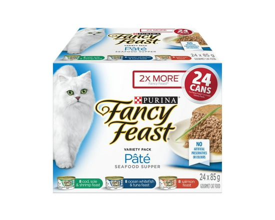 Fancy Feast Seafood Supper Pate Variety Pack, Wet Cat Food 12 X 85g - 85 g x 24