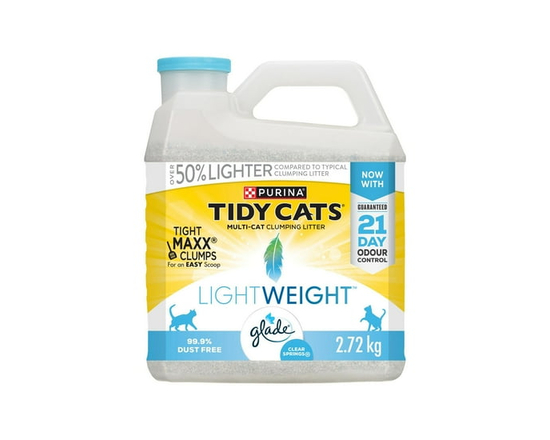 Purina Tidy Cats LightWeight with Glade Clear Springs Multi-Cat, Clumping Litter 5.44 kg - 2.72 kg