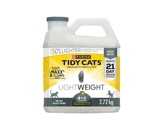 Purina Tidy Cats Poids Plume Puissance 4 en 1 Multichat, Litière Agglomérante 5,44 kg - 2.72 kg