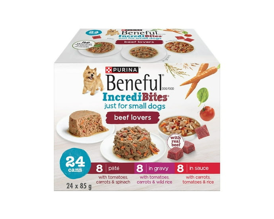 Beneful Incredibites Amateurs de Bœuf VP, Nourriture Humide pour Chiens 85 g - 85 g x 24