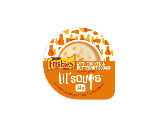Purina Friskies Poulet et courge musquée dans un bouillon velouté, Gâteries pour Chats 34g - 34 g