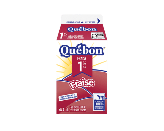 Québon Lait Partiellement Écrémé 1 % aux Fraises