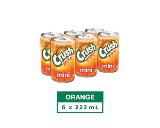Crush Orange Soft Drink 6 x 222 mL, Mini Cans - 6 x 222 mL