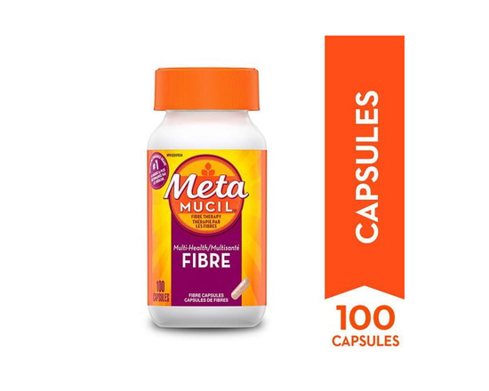 Metamucil Capsules de fibres quotidiennes, 100 capsules, Bienfaits multisanté 3 en 1, à base de plantes, enveloppe de psyllium, fibres quotidiennes po