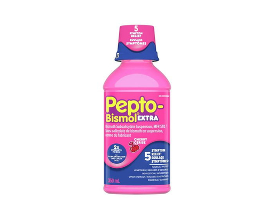 PEPTO LIQUID EXTRA STRENGTH CHERRY for Nausea, Heartburn, Upset Stomach, Indigestion, and Diarrhea, 12oz/350ML