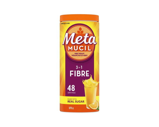 Metamucil Poudre de fibres quotidienne, Sucre véritable, Saveur d’orange, 48&nbsp;portions, Bienfaits multisanté 3&nbsp;en&nbsp;1, à base de plantes, 