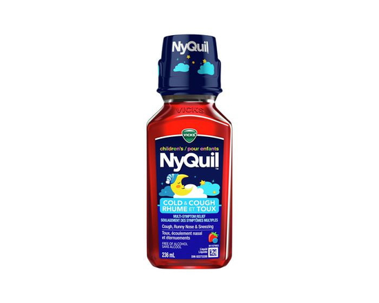 VICKS Children's NyQuil Cold & Cough Relief Medicine for Nighttime Sneezing, Runny Nose & Cough, Berry Flavoured, For Children Ages 6+