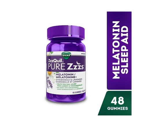 Vicks ZzzQuil PURE Zzzs Melatonin Sleep Aid Gummies with Chamomile, Lavender, & Valerian Root