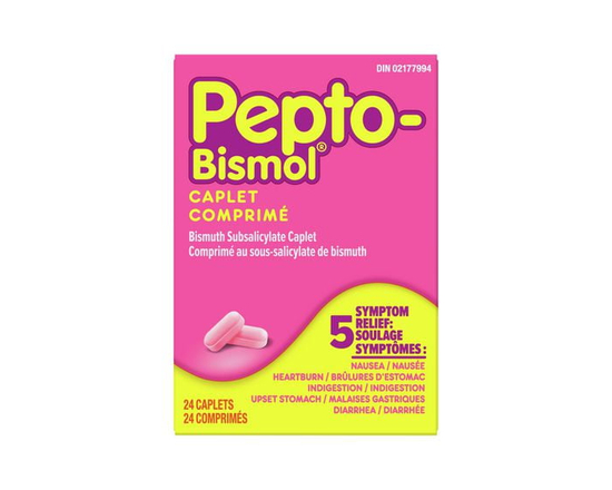 Pepto Bismol 24 Caplets for Nausea, Heartburn, Indigestion, Upset Stomach, and Diarrhea