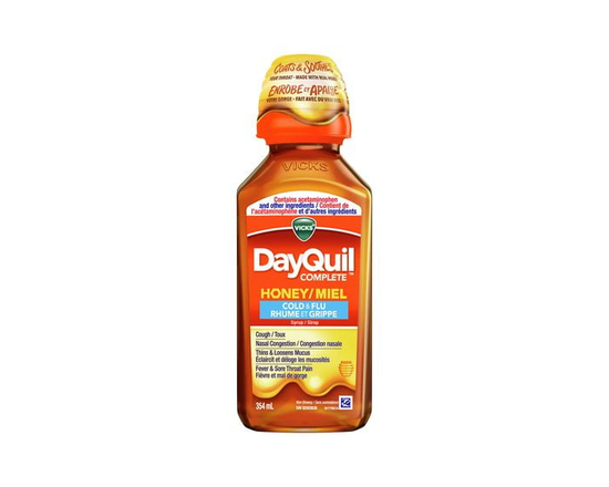Vicks DayQuil COMPLETE Cold & Flu, Honey Flavour, 354 ml