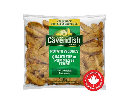 Cavendish Farms Quartiers de Pommes de Terre à l'Ail et au Romarin Forfait Économique / Fait au Canada / Fière Entreprise Canadienne - 1.8 kg