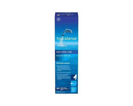 hydraSense Medium Stream Nasal Spray, Daily Nasal Care, 100% Natural Source Seawater, Preservative-Free