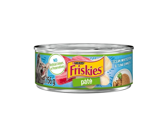 Friskies Pate Whitefish & Tuna Dinner, Wet Cat Food 156g - 156 g
