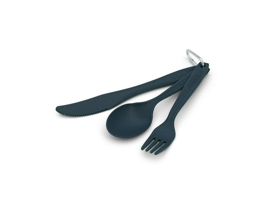 Coghlan’s Camp Cutlery Set – Reusable Wheat Straw Bio-Infused Knife, Fork & Spoon w/ Carabiner,