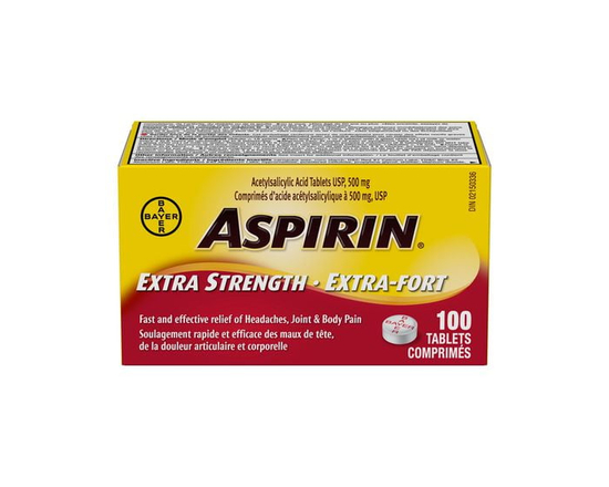 ASPIRIN Extra Strength 500mg, Fast & Effective Relief of Headaches, Joint & Body Pain, Fever, Pain from Cold & Flu