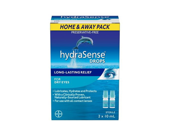 Gouttes oculaires hydraSense pour yeux secs, soulagement rapide et durable, san agent de conservation, lubrifiant de source naturelle