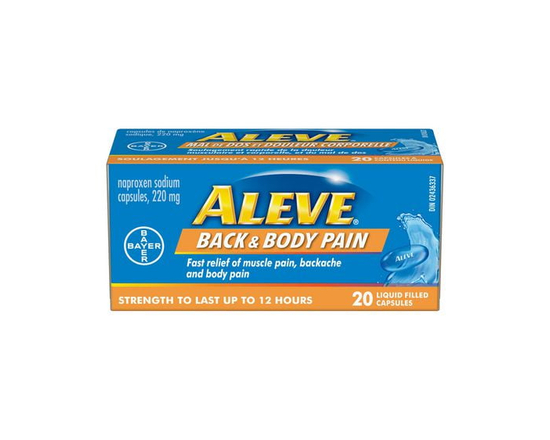 ALEVE Back and Body Pain Relief Liquid Gels, up to 12 Hour Relief, Naproxen Sodium 220mg