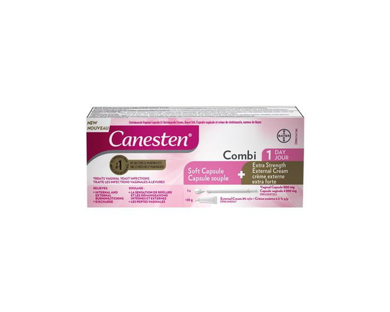 Canesten® Combi 1 Day Vaginal Soft Capsule for Yeast Infection and Extra Strength External Cream