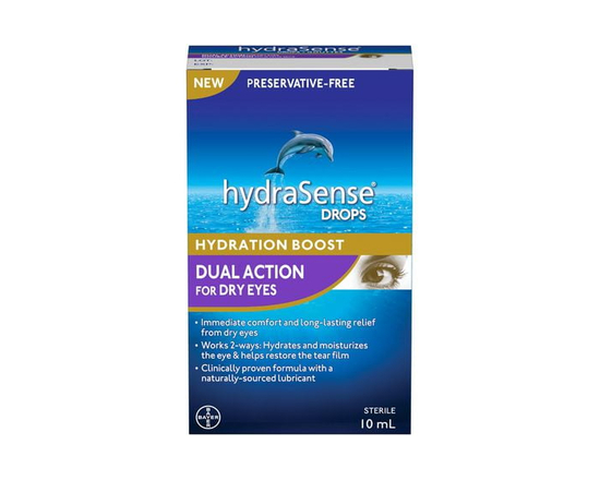 hydraSense Dual Action Eye Drops, for Dry Eyes, Preservative Free, Clinically Proven Dual Action Formula, Naturally Sourced Lubricant