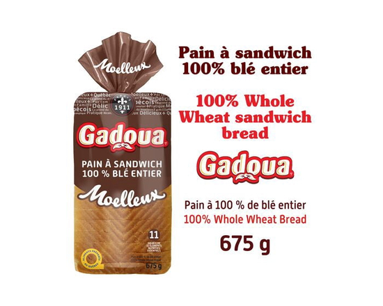 Pain à sandwich 100% blé entier Gadoua