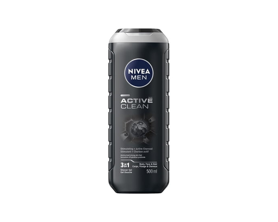 NIVEA MEN Active Clean Body Wash, 3-in-1 Men Shower Gel, 500 mL - 500 mL