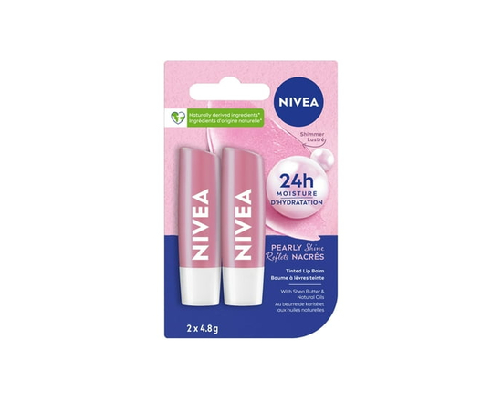 Baume à lèvre reflets nacrés de NIVEA, hydratation des lèvres pour les lèvres sèches, (2 x 4,8 g) - 1