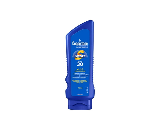 Coppertone Sport Sunscreen Lotion SPF 30, 4-in-1 Performance, Sweat and Water Resistant Face and Body Sunscreen, 259mL - 1