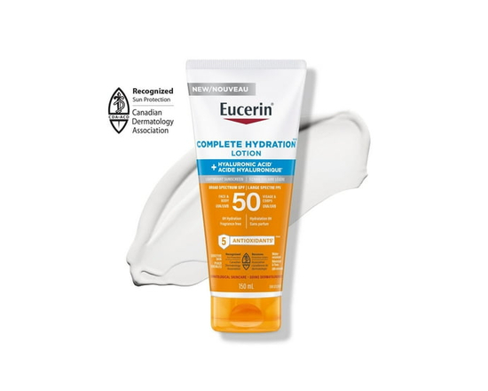 Eucerin Sun Complete Hydration Sunscreen for Face and Body with SPF 50, 150 mL   Sunscreen Lotion with Hyaluronic Acid and 5 Antioxidants - 150ml