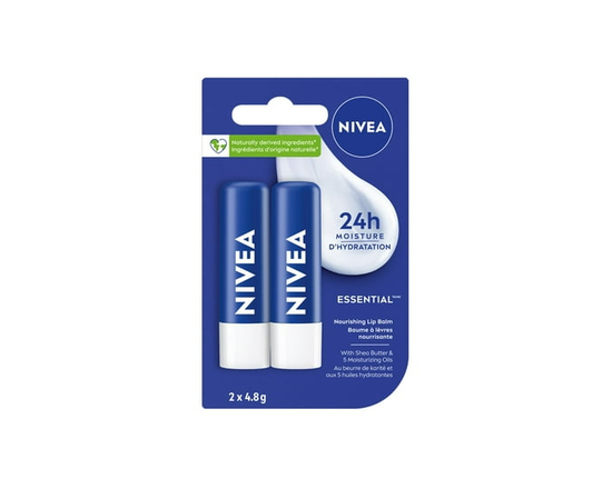 NIVEA Lip Care Essential, 24hr hydration, Enriched with shea butter and 5 moisturizing oils 2 pack - 1