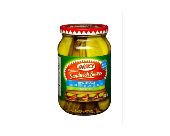 Bick's 50% Less Salt Sandwich Savers Pickles - 500mL