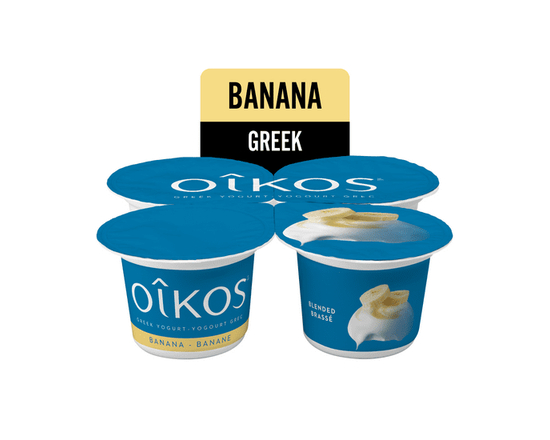 Oikos Yogourt Grec, Banane, Brassé, 2 % M.G., 4x100g - 5,3 oz
